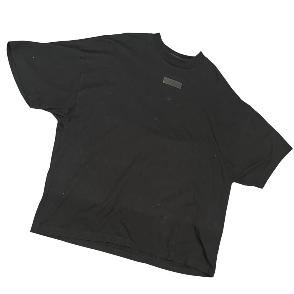 Fear of God Essentials Mens Black Boxy Logo Patch T-Shirt XL Cotton Streetwear